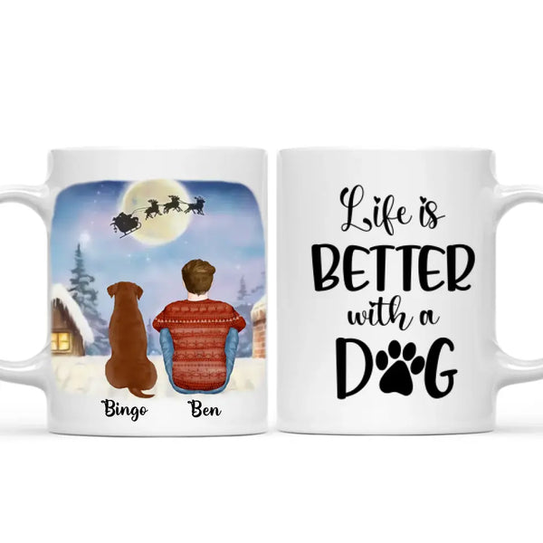 Load image into Gallery viewer, Man & Dogs - Festive Personalised Dog Mug