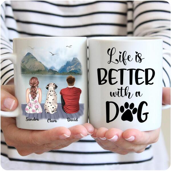 Couple & Dogs - Life is better with a dog Personalised Mug