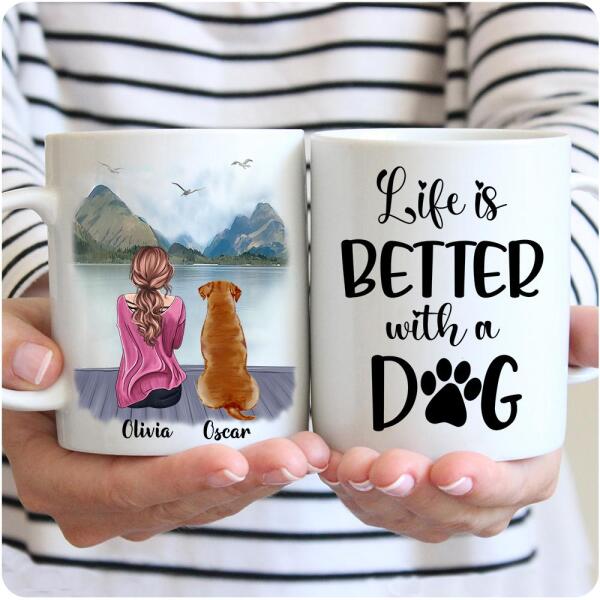 Girl & Dogs - Life is better with a dog Personalised Mug