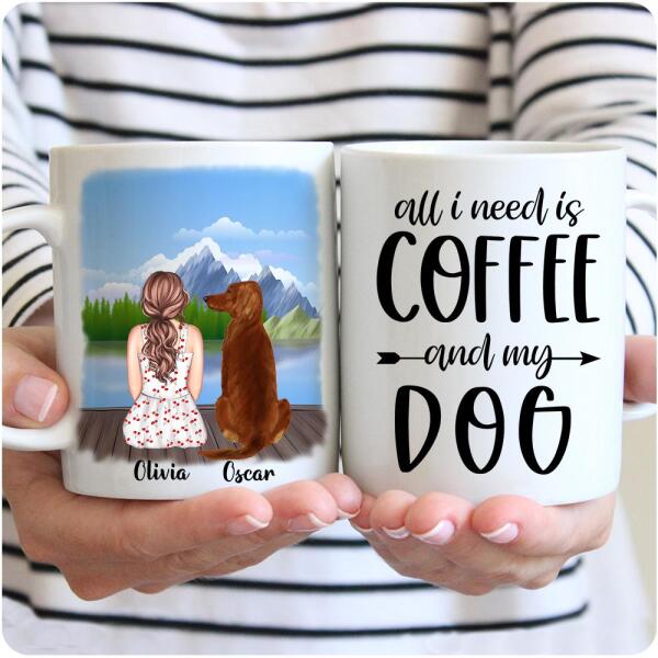 Girl & Dogs - Dog coffee and dog Personalised Mug