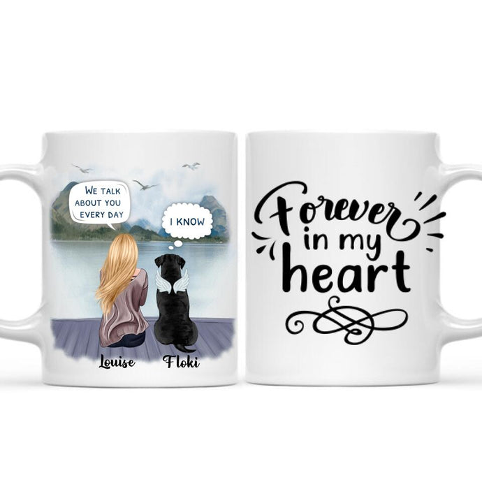 Girl and Dog - We talk about you everyday - Personalised Mug