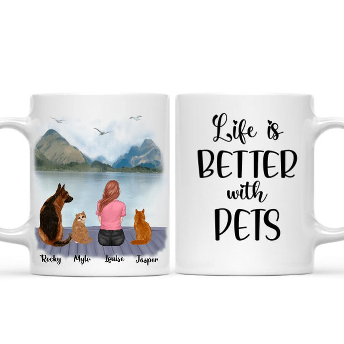 Female and Pets mug