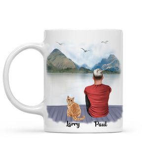 Man & Cats Mug - Life is better with a cat - Personalised Mug