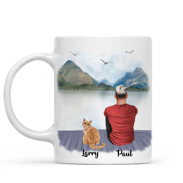 Load image into Gallery viewer, Man &amp; Cats Mug - Life is better with a cat - Personalised Mug
