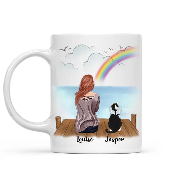 Load image into Gallery viewer, Woman &amp; Cats Mug - Forever in my heart - memorial mug - Personalised Mug
