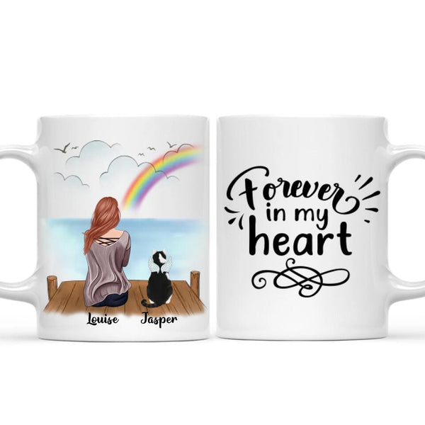 Load image into Gallery viewer, Woman &amp; Cats Mug - Forever in my heart - memorial mug - Personalised Mug
