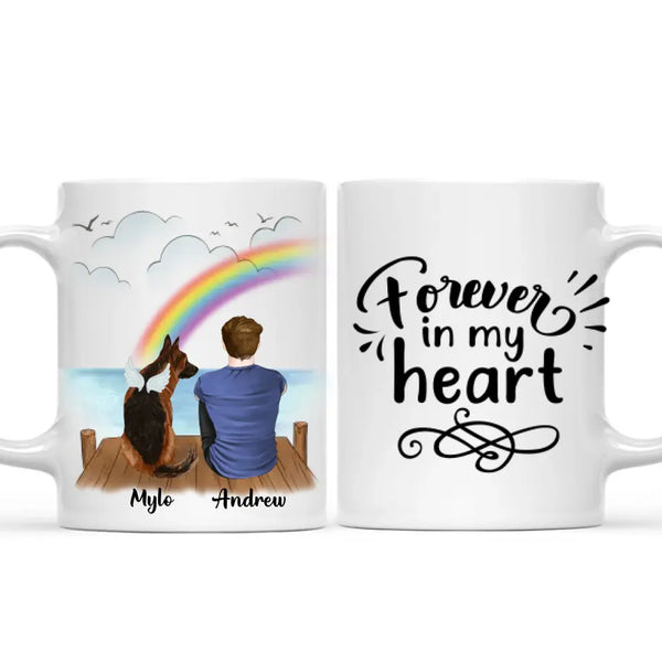 Load image into Gallery viewer, Man &amp; Dogs - Forever in my heart - Personalised Dog Memorial Mug
