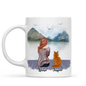 Woman & Cats Mug - Life is better with a Cat -Personalised Mug