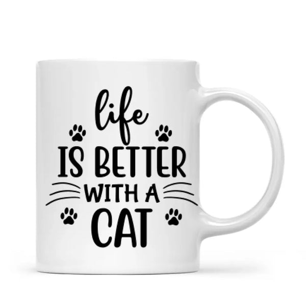 Load image into Gallery viewer, Woman &amp; Cats Mug - Life is better with a Cat -Personalised Mug
