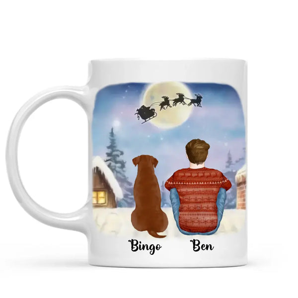 Load image into Gallery viewer, Man &amp; Dogs - Festive Personalised Dog Mug
