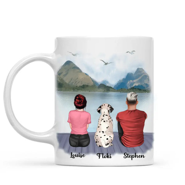 Load image into Gallery viewer, Couple &amp; Dogs -You me and the dog Personalised Mug
