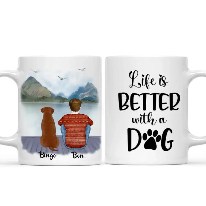 Man & Dogs - Life is better with a dog - Personalised Dog Mug