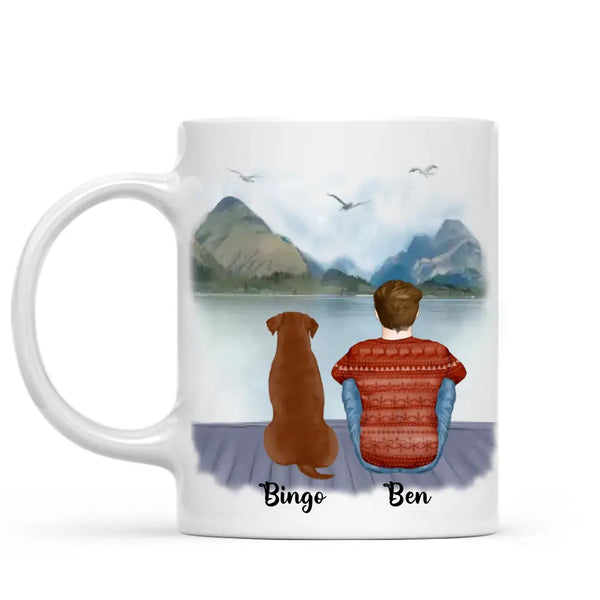 Load image into Gallery viewer, Man &amp; Dogs - Life is better with a dog - Personalised Dog Mug
