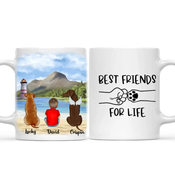 Load image into Gallery viewer, Young Boy &amp; Dogs - Personalised Mug
