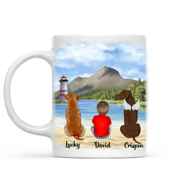 Load image into Gallery viewer, Young Boy &amp; Dogs - Personalised Mug
