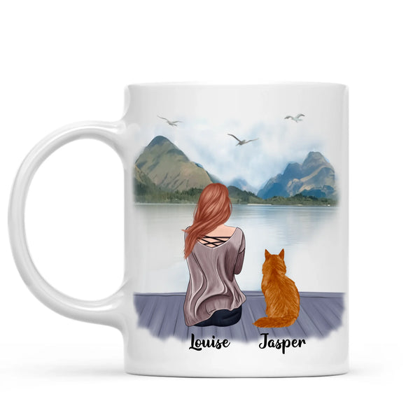 Load image into Gallery viewer, Woman &amp; Cats Mug - Life is better with a Cat -Personalised Mug
