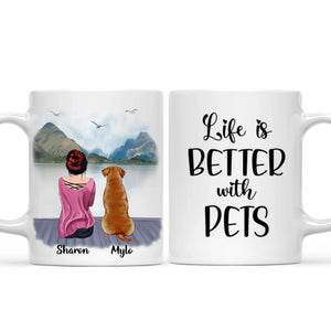 People and Pets Personalised Mug - Chose Dogs, Cats, Men, Women & Message - Live Preview