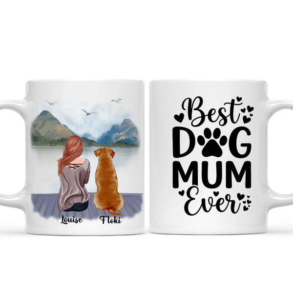Load image into Gallery viewer, Best dog mum ever Mug - change dogs, outfits, message &amp; more
