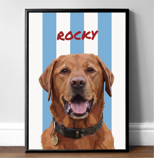 Dog Portrait On Stripes