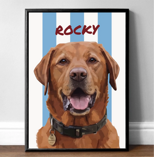 Dog Portrait On Stripes