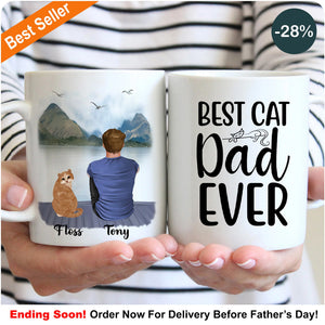 Man & Cats Mug - Best cat dad ever - Personalised Mug