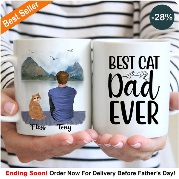 Load image into Gallery viewer, Man &amp; Cats Mug - Best cat dad ever - Personalised Mug
