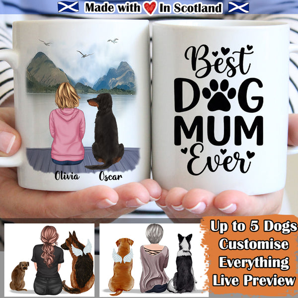 Load image into Gallery viewer, Best dog mum ever Mug - change dogs, outfits, message &amp; more
