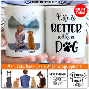 People and Pets Personalised Mug - Chose Dogs, Cats, Men, Women & Message - Live Preview