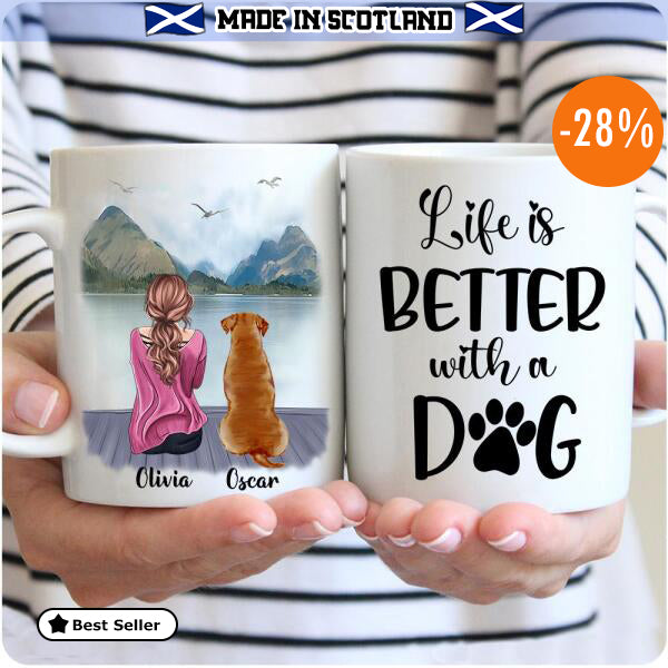 Girl Dogs Life is better with a dog Personalised Mug